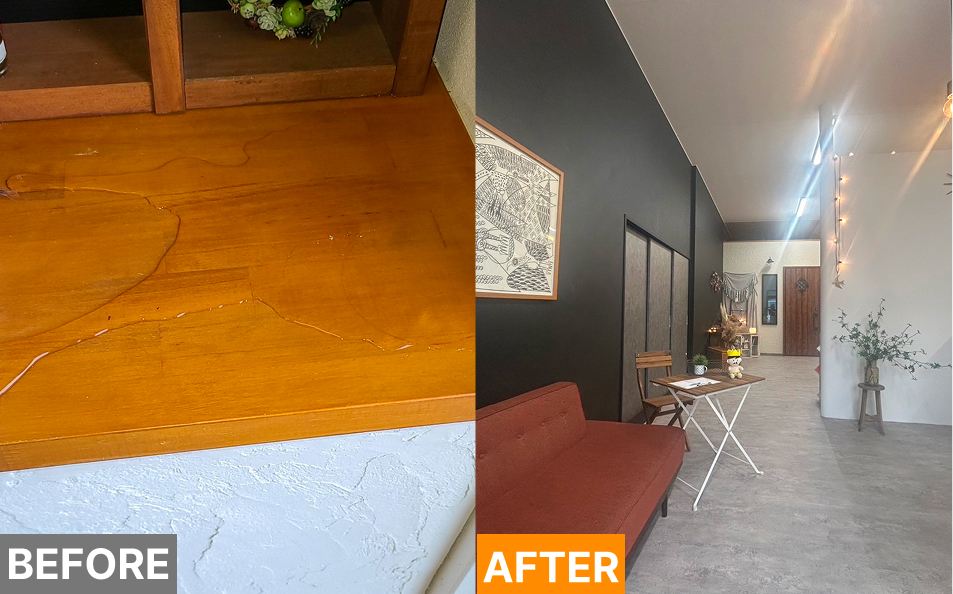 店舗雨漏れ：強風により雨漏れが発生し店舗内設備が被害